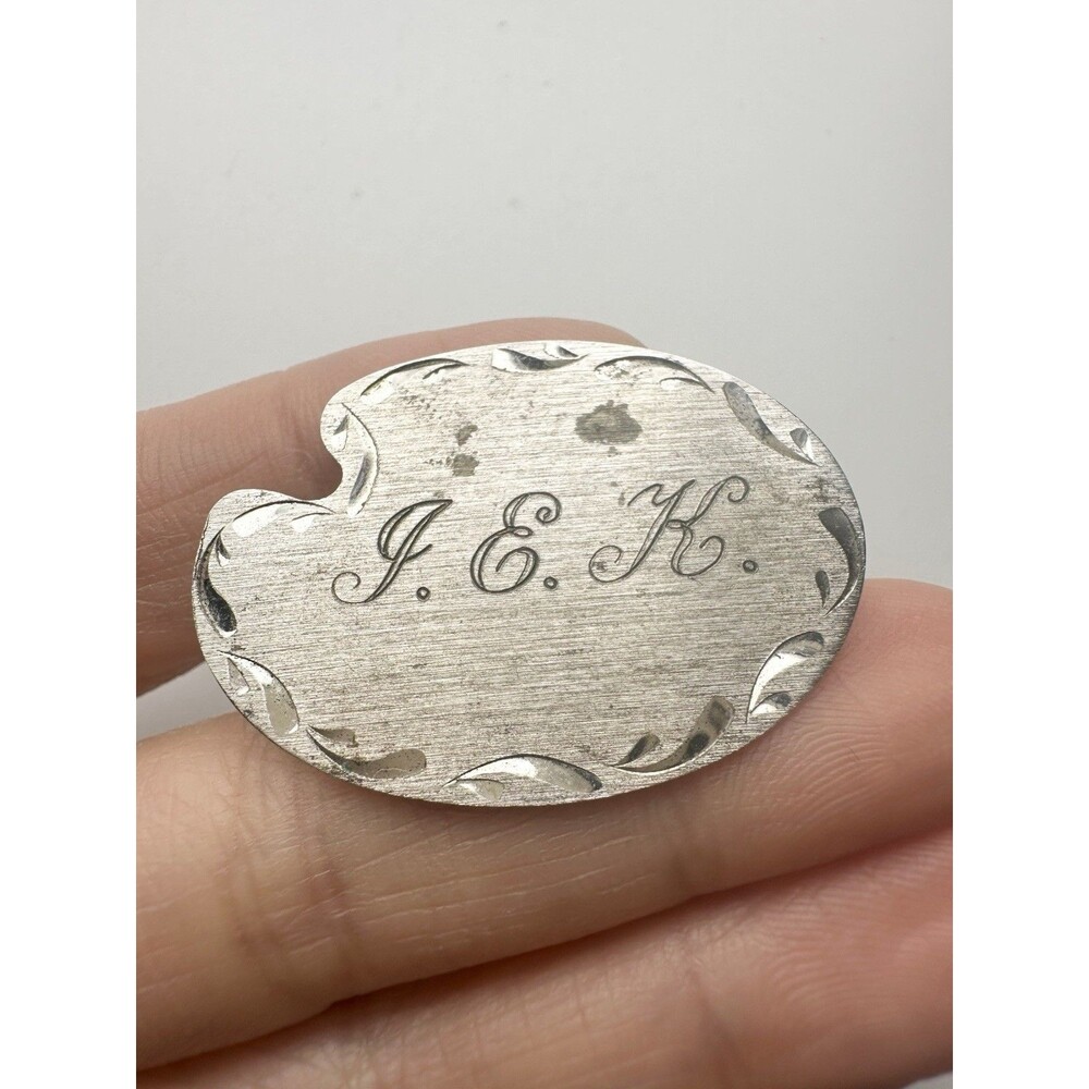 Vintage La Mode Art Deco 925 Sterling Silver Monogrammed Pin Brooch